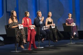Alyssa Milano, Isaac Mizrahi, Georgina Chapman, Rebecca Minkoff, and Olivia Culpo in Project Runway All Stars (2012)