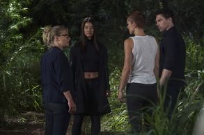 Anson Mount, Ellen Woglom, Serinda Swan, and Sumire in Inhumans (2017)