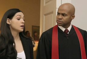 Still of Curtis Nelson II and Ariana Guerra from CSI: Vegas 