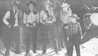 Eddie Dean, Frank Ellis, Kermit Maynard, John Wilder, and Shirley Patterson in Tumbleweed Trail (1946)