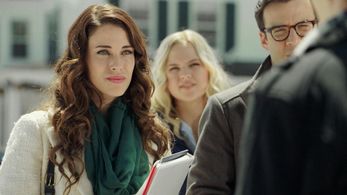 Jessica Lowndes and Cole Gleason in Christmas at Pemberley Manor (2018)