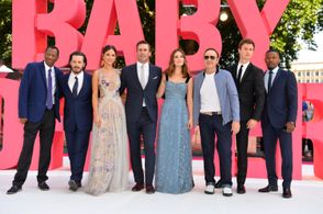 Kevin Spacey, Jamie Foxx, Jon Hamm, Edgar Wright, CJ Jones, Eiza González, Lily James, and Ansel Elgort at an event for 