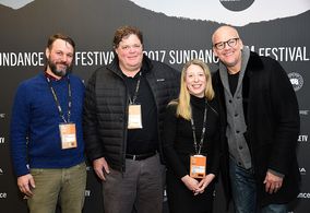 PARK CITY, UT - JANUARY 27: (L-R) Ted Bourne, Banks Tarver, Mary Robertson, and John Heilemann attend 