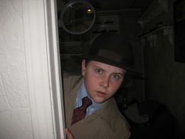Jacob Hays as Sam Steele, Jr. on set in 