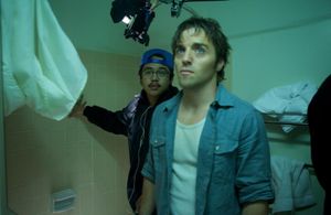 Chris Grant Wenchell on the set of CHARLIE AND JIMMY with director Kevin Camonayan