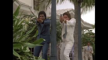 Don Johnson and Philip Michael Thomas in Miami Vice (1984)
