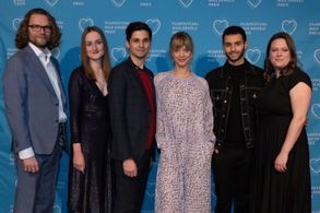 Freya Kreutzkam, Oliver Baumgarten, Kristóf Gellén, Heike Makatsch, Mehdi Meskar and Svenja Böttger at Max Ophüls Prize 