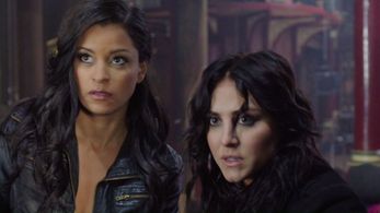 Claudia Jordan and Cassandra Scerbo in Sharknado 5: Global Swarming (2017)