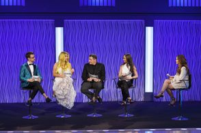 Alyssa Milano, Isaac Mizrahi, Georgina Chapman, Brad Goreski, and Kesha in Project Runway All Stars (2012)