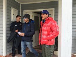 on set of 211 with York Shackleton and Dwayne Cameron