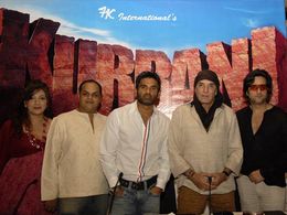 IIFA Awards launch of KURBANI. (L to R) Vekeana Dhillon (Writer),Puneet Sira (Writer),Suniel Shetty (Actor) Feroz Khan