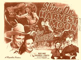 Roy Rogers, Stanley Andrews, Lynne Roberts, Matty Roubert, Myrtle Wiseman, and Scotty Wiseman in Shine on Harvest Moon (
