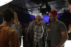 Jason deVilliers and Marty Krofft on the set of Nickelodeon's Mutt & Stuff.
