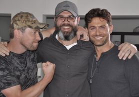 Matt Munroe, Billy Hanson, Jonathan Stoddard on the set of BONE COLD