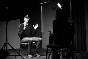 Tom Morris being interview about Blowing Up Right Now for the Calgary International Film Festival.