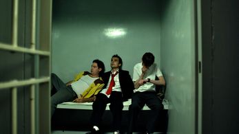 Paolo Mancini, Thomas Michael, and DJ Qualls on the set of 