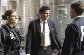 David Boreanaz, Emily Deschanel, and David Greenman in Bones (2005)