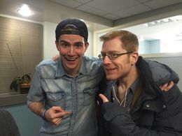 On set for Stop The Bleeding! with Anthony Rapp