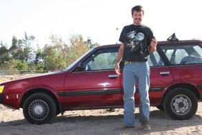 Mark Provencher as Woody on the set of 