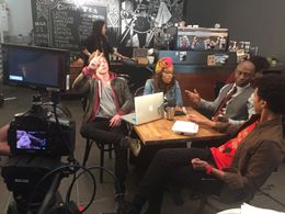 Shawn Carter Peterson, Travina Springer, Ebenezer Quaye, and Brian Gilleece in The New Shade of Black (2016)