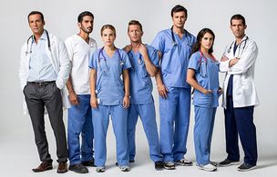 Yuval Segal, Ofer Shechter, Agam Rudberg, Jonathan Uziel, Avigail Harari, Tsahi Halevi, and Adi Kvetner in Temporarily D