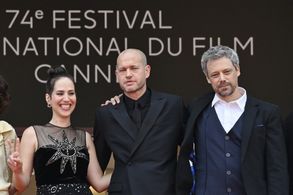 Avshalom Pollak, Nur Fibak, and Nadav Lapid at an event for Ahed's Knee (2021)