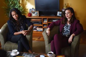 Merrin Dungey and Hayley Atwell in Conviction (2016)