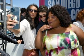 Asher Grodman, Román Zaragoza, and Danielle Pinnock at an event for Ghosts (2021)