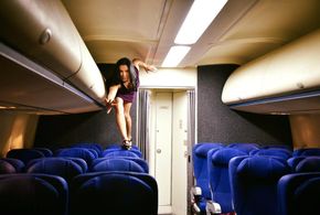 Crystal in behind the scenes photo of the filming of the movie Mayday.