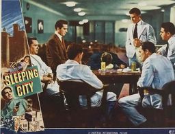 Richard Conte, Frank Baxter, Dort Clark, Alex Nicol, and Richard Taber in The Sleeping City (1950)