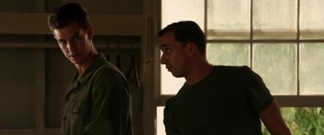 Andrew Garfield and Richard Pyros in 'Hacksaw Ridge'