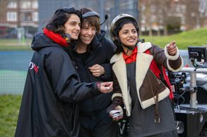 Priya Kansara, Ashley Connor, and Nida Manzoor in Polite Society (2023)