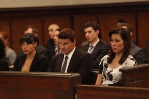 David Boreanaz, Michaela Conlin, and Tamara Taylor in Bones: The Boy with the Answer (2010)