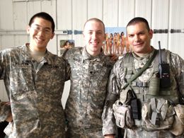 Ed Aristone as Sergeant David Gold on set of film Toy Soldier