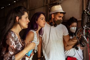 Shooting SkyRojo next to Verónica Sánchez