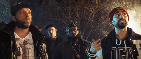 Mimoun Oaïssa, Ruben van der Meer, Guido Pollemans, and Willie Wartaal in The Masters (2015)