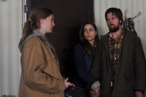 Camille Celestine, Nell Teare and Zac Titus on the set of Rabbits