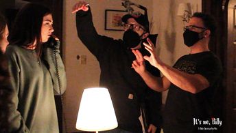 Dave McRae and Bruce Dale give direction on the set of It's Me, Billy