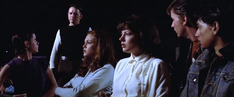 Diane Lane, Emilio Estevez, C. Thomas Howell, Ralph Macchio, Michelle Meyrink, and Glenn Withrow in The Outsiders (1983)