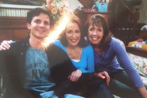 Adam Lorenzo, Patricia Heaton, and Monica Horan on set of 