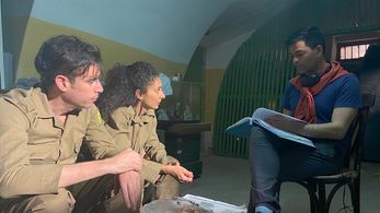 On set of A Gaza Weekend