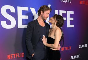 Sarah Shahi and Adam Demos at an event for Sex/Life (2021)