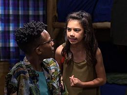 Israel Johnson and Scarlett Estevez in Bunk'd: Snow Cups and Fisticuffs (2020)