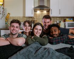 Leon Dean, Ella Djurovich, Gino Wilson, Yannick Budd, and Hayley Osborne in The Birthday Dinner Trilogy: Host (2022)