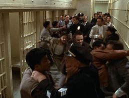 Russell Crowe, Kevin Spacey, Guy Pearce, Matthew Allen Bretz, Jimmy Ortega, Thomas Rosales Jr., and Gilbert Rosales in L