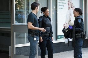 Ben Bass, Missy Peregrym, and Rachael Ancheril in Rookie Blue (2010)