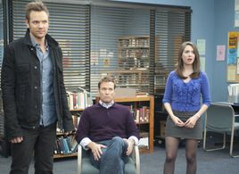 Greg Cromer, Joel McHale, and Alison Brie in Community (2009)