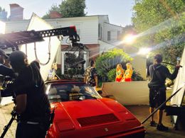 Behind the scenes shooting an episode of Lopez on TVland