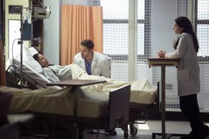 Ryan Eggold, Janet Montgomery, and Raquel Dominguez in New Amsterdam (2018)