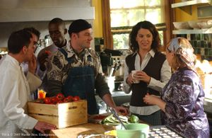 Jackson Douglas, Lauren Graham, and Melissa McCarthy in Gilmore Girls (2000)